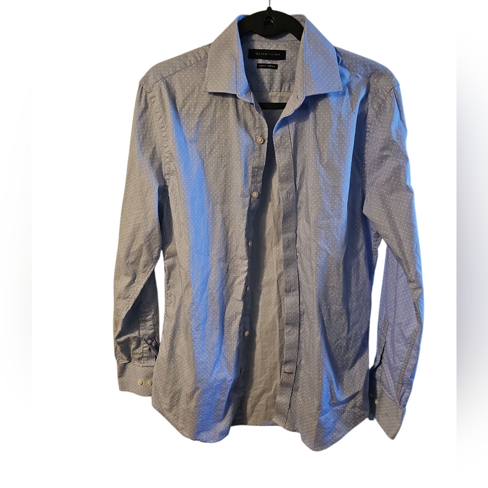 TOMMY HILFIGER Blue Patterned Button-Down Shirt, Men's, Size M - NWOT